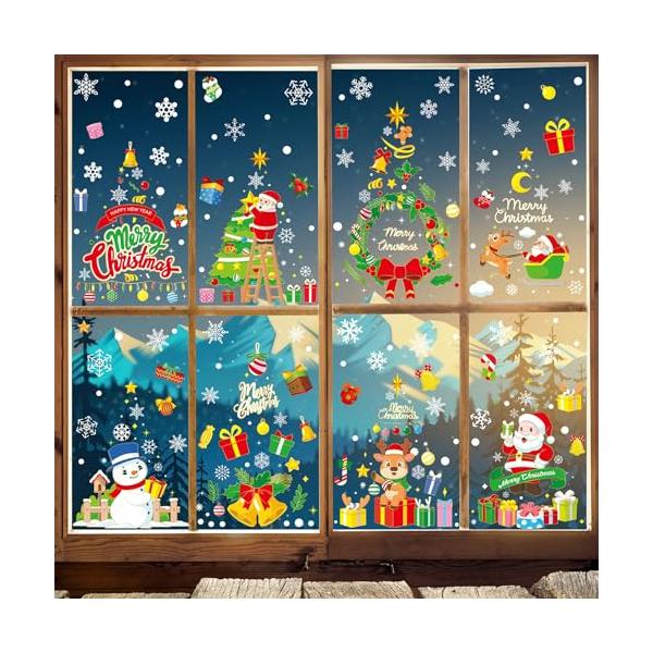 【Charming Club】ウォールステッカー クリスマス デコレーション 静電式 窓用 壁紙 ガラスシール 235pcs 剥がせる DIY