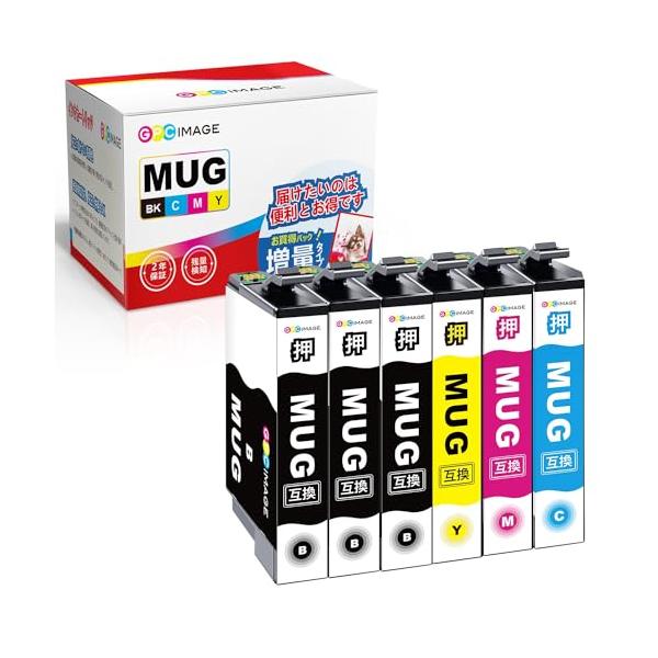 他サイト： GPC Image MUG-4CL エプソン 用 インク マグカップ 4色パック+ MUG-BK ブラック 2本 (計6本) 増量タイプ エプソの商品画像