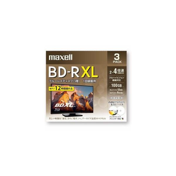 マクセル BRV100WPE ブルーレイディスク3層 1回録画用 BD-R XL 100GB 4倍速 3枚入り maxell