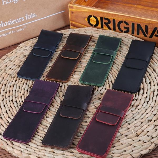 ペンケース　本革 おしゃれ 筆箱 ふでばこ シンプル  革  ペンポーチ 文房具 筆記用具 持ち運び簡単 コンパクト ビジネス風 中学 高校 大学生 サラリーマン 学生