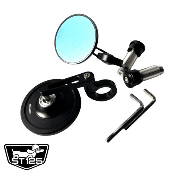 ホンダ ダックス DAX125用バーエンドミラー DX065 / Motive Handlebar End Mirror Aluminum Work Blue Glass Lens Cuts ligh For HONDA ST DAX125 JB04