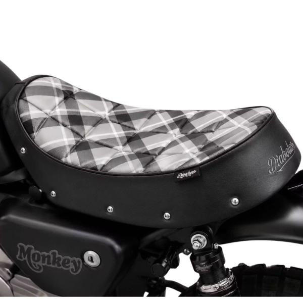 ホンダ モンキー125用交換シート HM055 /  Diabolus by K-SPEED（旧Diablo Custom Works）Gray Plaid Pattern For Honda Monkey125 JB02 JB03 JB05