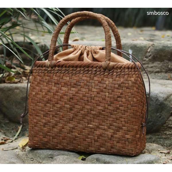 山葡萄 かごバッグ 巾着 網代編み 山ぶどう 職人手作り トートバッグ
