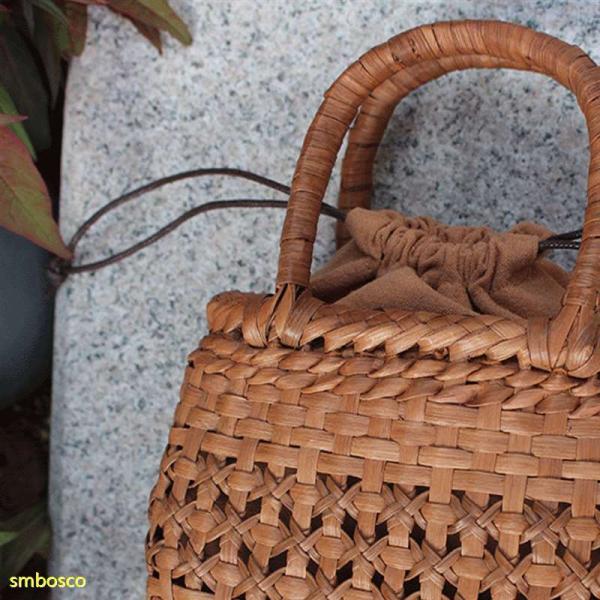 【期间限定】山葡萄 かごバッグ 網代編み 籠 手提げ 内布付き みよし漆器本舗 50％OFF 山葡萄 かごバッグ 1年保証付き 内布付き 山