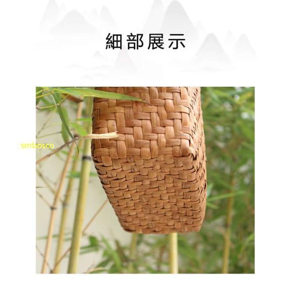クラフトで作った山葡萄風網代編みかごバッグ（巾着タイプ）プレゼントに❣️ クラフトで作った山葡萄風網代編みかごバッグ（チャーム付き