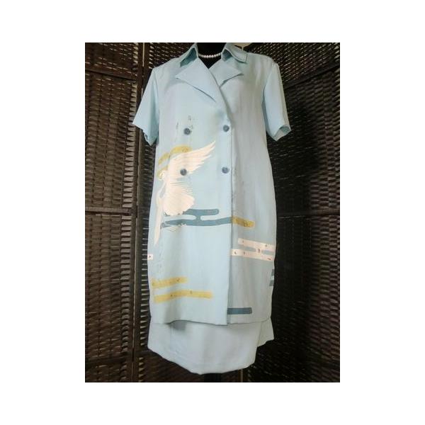 着物リメイク 水色の鶴模様訪問着ワンピースとスカート Buyee Buyee 日本の通販商品 オークションの代理入札 代理購入