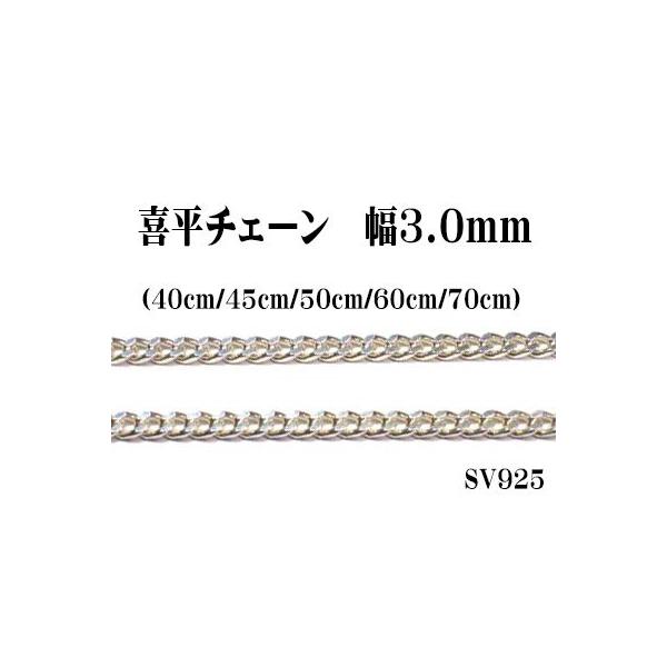 長さ50cm 幅3.0mm 喜平シルバーチェーン SV925 キヘイ ペンダント 