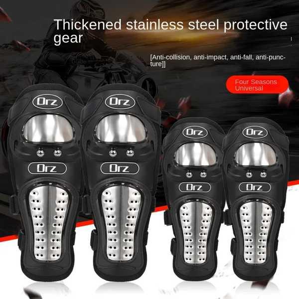 ステンレス製オートバイの膝パッド,モトクロスレース用,保護具,4 ステンレス製オートバイの膝パッド,モトクロスレース用,保護具,4