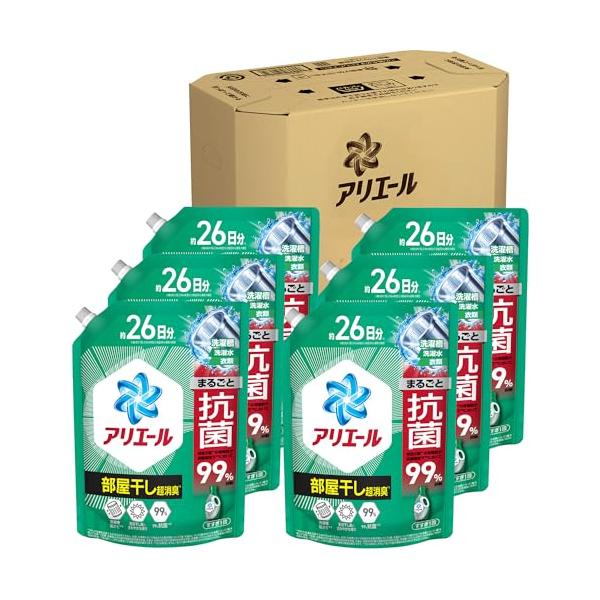 アリエール 洗濯洗剤 液体 超抗菌プレミアム 部屋干し超消臭 天日干し級にさわやかな香り 詰め替え 625gｘ6袋 ケース品
