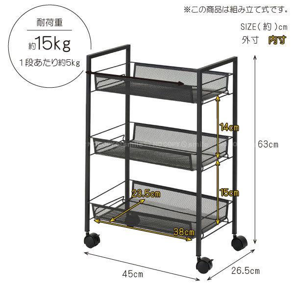 コンランショップ キャスター付きキッチンワゴン 3段ワイヤーバスケット 値下げ キャスター付き ワイヤーワゴン3段 / キッチンワゴン ラック