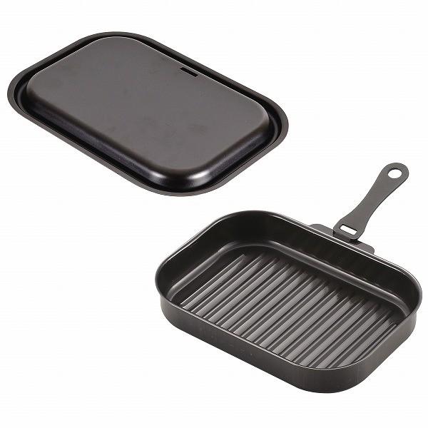 CRISTEL　claasINDUCTION　28㎝　金属製グリルパン　蓋ナシ ラクッキング 鉄製蓋・ハンドル付角型グリルパン25×17cm