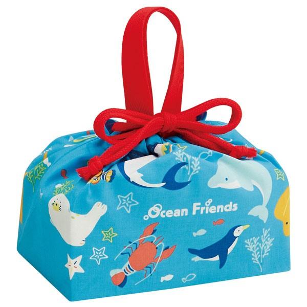 ランチ巾着 オーシャンフレンズ 普通郵便送料無料 巾着袋 お弁当袋 きんちゃく ランチバッグ お弁当包み コップ袋 かわいい ブルー イルカ サメ 住マイル 通販 Yahoo ショッピング