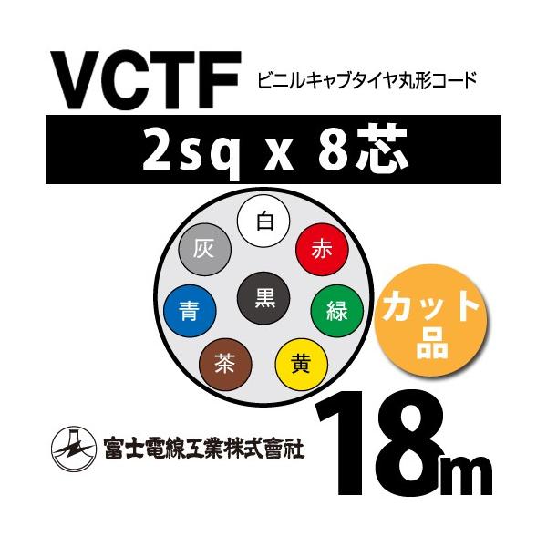 xmdH VCTF 2sq×8c 19m (؂蔄) 2mm 8S rjLu^Cی`R[h (ی^P[u) VCTF-2-8C-19m (15202152)