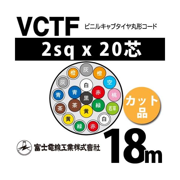 �x�m�d���H�� VCTF 2sq×20�c 18m (�؂蔄��) 2mm 20�S �r�j���L���u�^�C���ی`�R�[�h (�ی^�P�[�u��) VCTF-2-20C-18m (15202292)