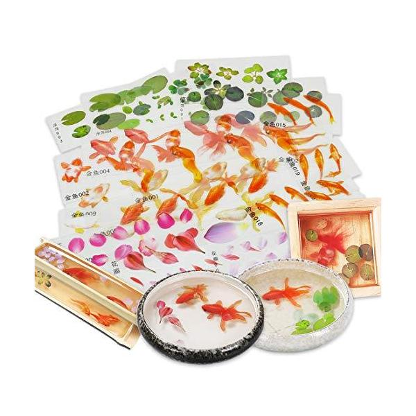 レジン 封入素材 フィルム シート 金魚イラスト 夏 和風金魚鉢 水草 浮草 桜 花びら スマイルlabo 通販 Yahoo ショッピング