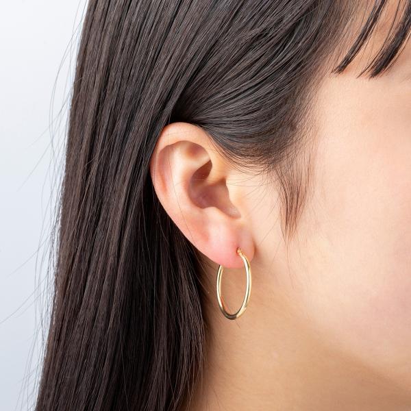 18金　( 18K ) フープ　ピアス　刻印あり 18金 フープピアス メンズ レディース 2mm×25mm K18 18K K18刻印