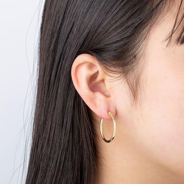 ポストのみ18金 フープピアス メンズ レディース 2mm×25mm K18
