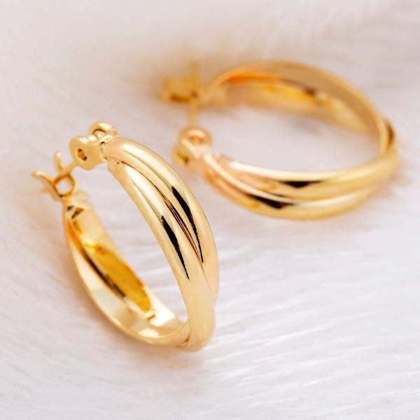 ポストのみ18金 クロスフープピアス メンズ レディース K18 18K K18