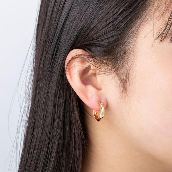 ポストのみ18金 クロスフープピアス メンズ レディース K18 18K K18