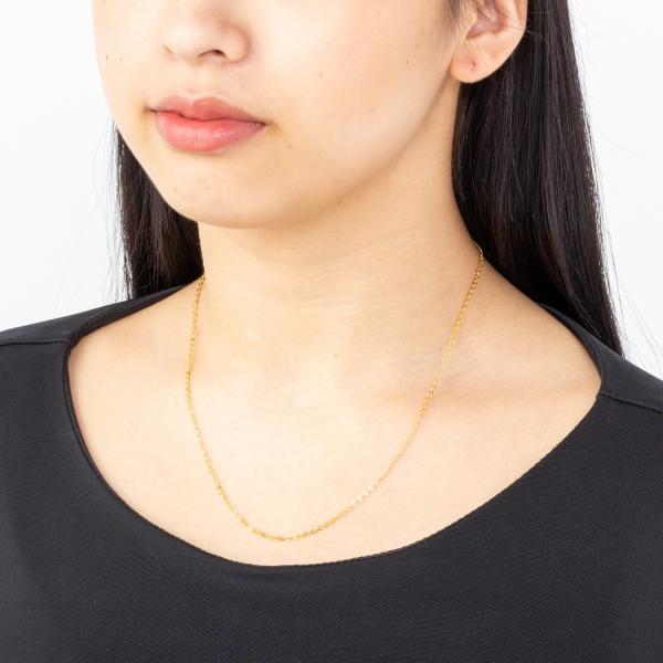 18金 メッキ あずき 小豆 チェーン ネックレス 45cm 18KGP イエロー