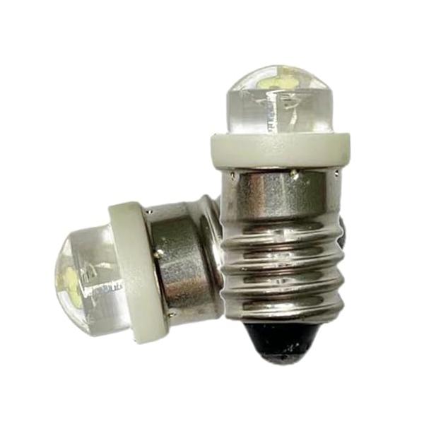 N/D 2個 E10 LED豆電球 高輝度 6000K ホワイト COB 0.5W 3V 螺旋LED懐中電灯アップグレード電球