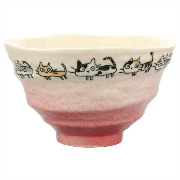 美濃焼 軽量 飯碗 茶碗 約12cm ドラネコ 朱 130-1024