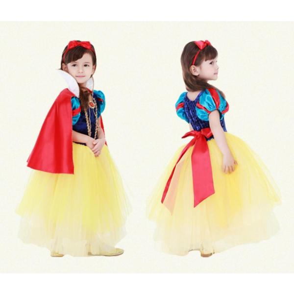 プリンセスドレス コスプレ 子供 女の子 衣装 白雪姫 ドレス ロング 6層構造 コスチューム 仮装 お姫様 なりきり ワンピース クリスマス プレゼント ギフト イベント パーティー 誕生日 発表会 結婚式 演奏会 お遊戯会 フォーマル ...