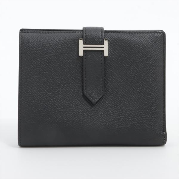 HERMES 美品 ベアン シェーブル ブラック 長財布 □H刻印 HERMES - HERMES 美品 ベアン シェーブル ブラック 長財布 □H
