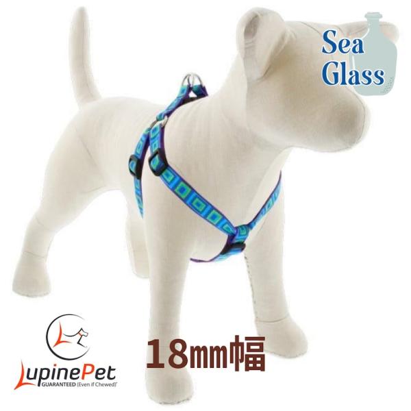 ステップインハーネス・Mサイズ　18mm幅シーグラス　Sea Glass柄　38-53cm　LUPINEルパイン アメリカ製　軽量　丈夫 中型犬