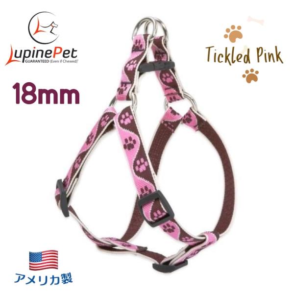 ステップインハーネス・Lサイズ　18mm幅　ティックルドピンク柄Tickled Pink　50-76cm　LUPINEルパイン アメリカ製　軽量丈夫