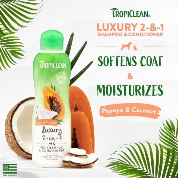 トロピクリーン【2-IN-1】マンゴー＆ココナッツ 1本で完結 時短 シャンプー＆コンディショナー・米国製・Tropiclean Luxury 2-in-1