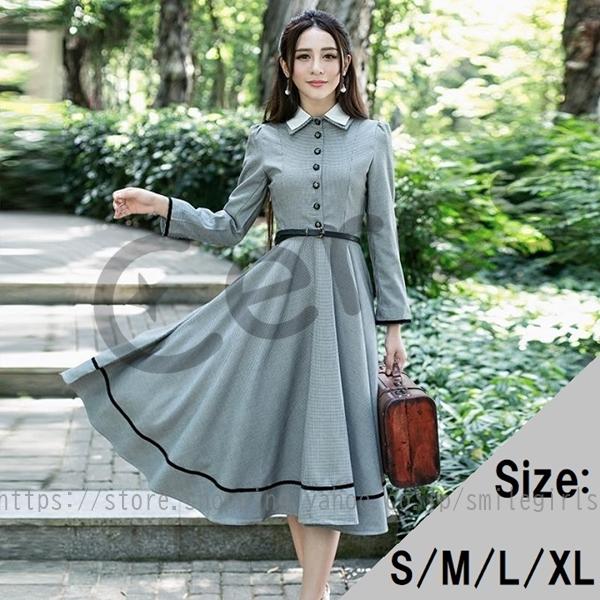 ワンピース 長袖 クラッシック 上品 英国 清楚 エレガント お嬢様ワンピ 長袖ワンピ 千鳥格子 膝丈 秋冬 素敵 30代 40代 50代 Fif101 Ceres Store 通販 Yahoo ショッピング