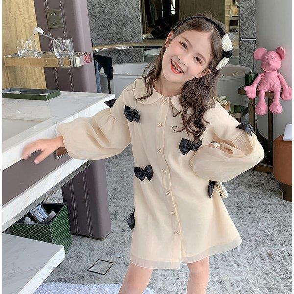ワンピース キッズ 長袖 子供服 女の子 春秋 キッズワンピース 長袖ワンピース 蝶結び ロング丈 子供ドレス お姫様 ジュニア おしゃれ 可愛い カジュアル 新品 芸能人愛用
