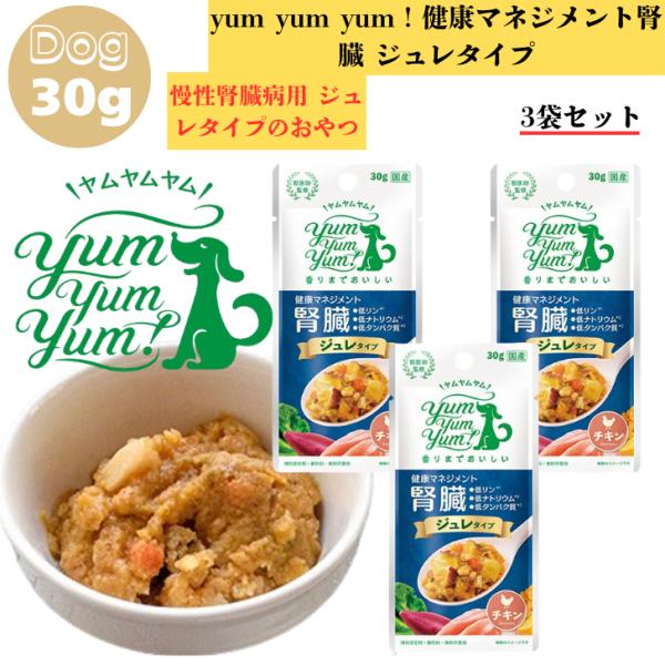 ヤムヤムヤム　健康マネジメント1.3kg 3袋　ジュレ2袋orソース4本付き ヤムヤムヤム 健康マネジメント腎臓 ジュレタイプ 30g 3袋 犬用