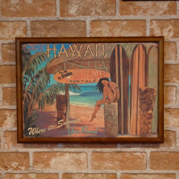 ハワイアン サーフボード ポスター B4 フレーム 付き ◇ 額縁