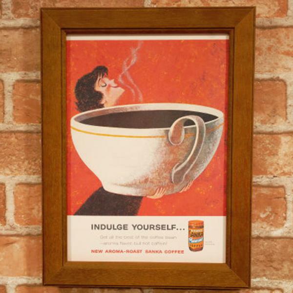 Sanka Coffee サンカコーヒー ミニポスター B5額縁付き 複製広告