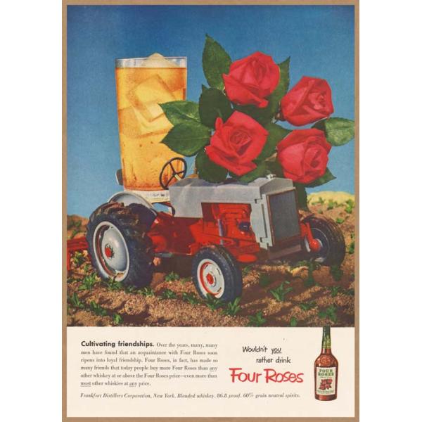 Four Roses 年代物 フォアローゼス 壁面 投影時計 ヴィンテージ 看板 FOUR ROSES レトロミニポスター B5サイズ ◇ 複製広告 フォア