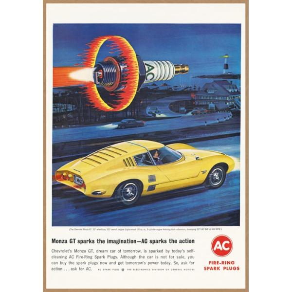 CHEVROLET MONZA GT レトロミニポスター B5サイズ 複製広告 AC 点火