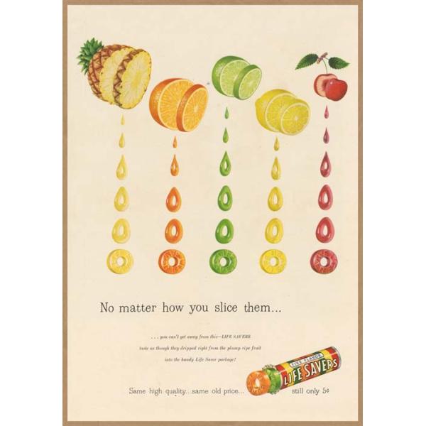 LIFESAVERS レトロミニポスター B5サイズ 複製広告 ◇ ライフセーバー
