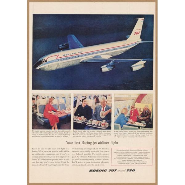 ボーイング 707 720 飛行機 レトロミニポスター B5サイズ 複製広告