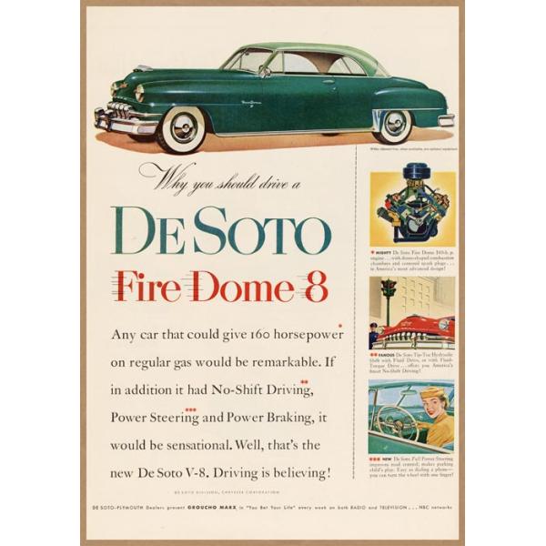 De Soto Fire Dome 8 レトロミニポスター B5サイズ 複製広告 ◇ アメ車