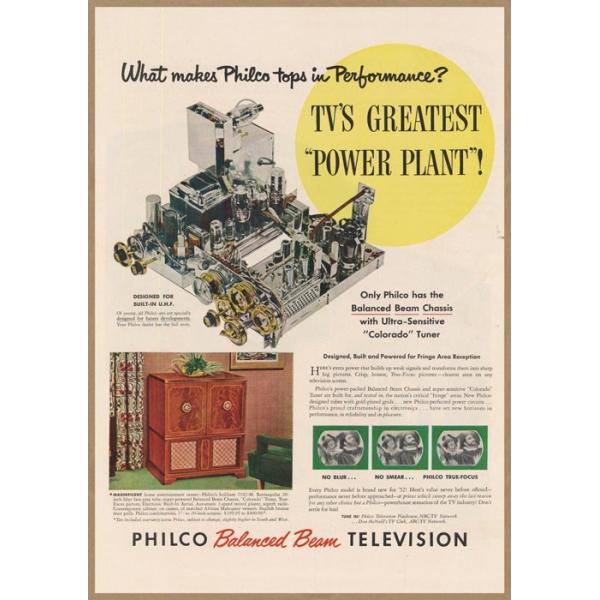 PHILCO テレビ レトロミニポスター B5サイズ 複製広告 ◇ 家電 電化