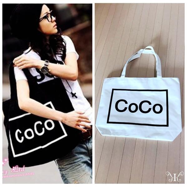 ロゴトートバック COCOロゴ トートバッグ プリント キャンバスバッグ 買い物袋