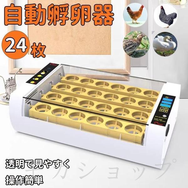 24個の卵に対応したインキュベーターです。トップカバーが透明で見やすく、操作も簡単！製品サイズ：48cm * 30cm * 18cm重量：2.15kg容量：24個(卵)認証：CEパワー：80W電圧：110V /USプラグパッケージ付属: 1...