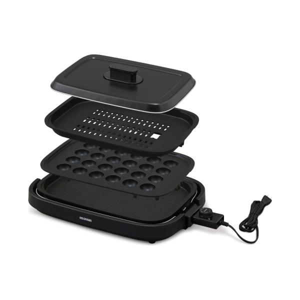 網焼き風ホットプレート 3枚プレート IHA-A30-B ブラック