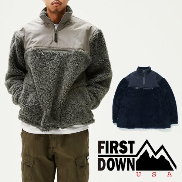 送料無料 長袖 メンズ FW 秋冬 新作 秋新作 冬新作 人気 流行 定番 2023 FIRST DOWN F542016 ファーストダウン ボアジャケット ボアフリース アノラックジャケット コート アウター ハーフジップ フリース 上着 防寒 ヘザーグレー ネイビー アウトドア アパレル 服 smw_i08-f542016