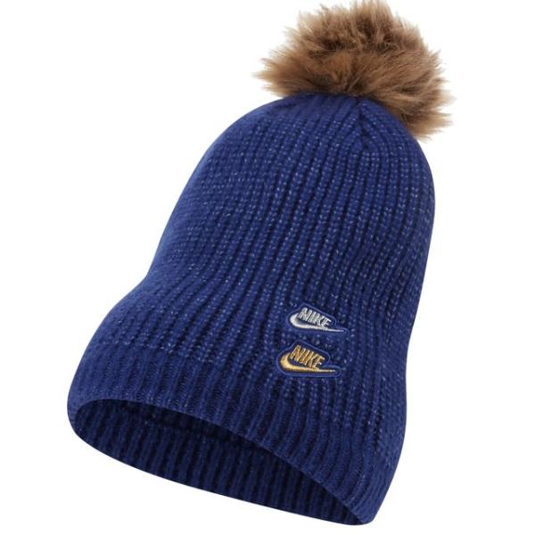 ナイキ ニット帽子 ニットキャップ レディース CK2388-455 ウィメンズビーニー ブルー Blue ポンポン スポーツ レジャー NIKE