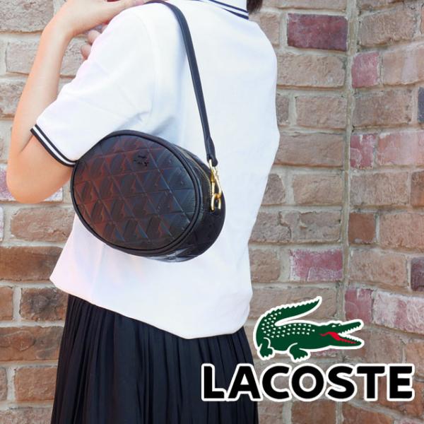 LACOSTE ラコステ　レザー　ショルダーバッグ LACOSTE(ラコステ) レザーショルダーバッグ ブラック｜【公式