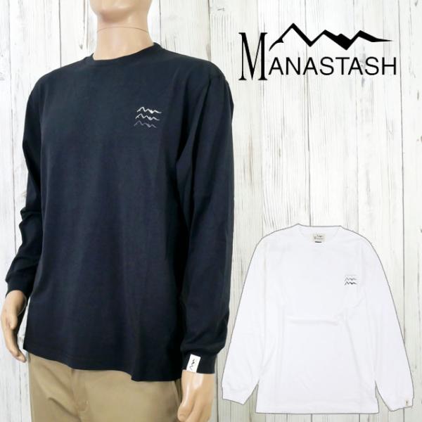 マナスタッシュ ロングスリーブTシャツ メンズ 7925230017 EMB LOGO L/S TEE レディース トップス シンプル キャンプ 長袖 お揃い ワンポイント 刺繍 綿100％ 白