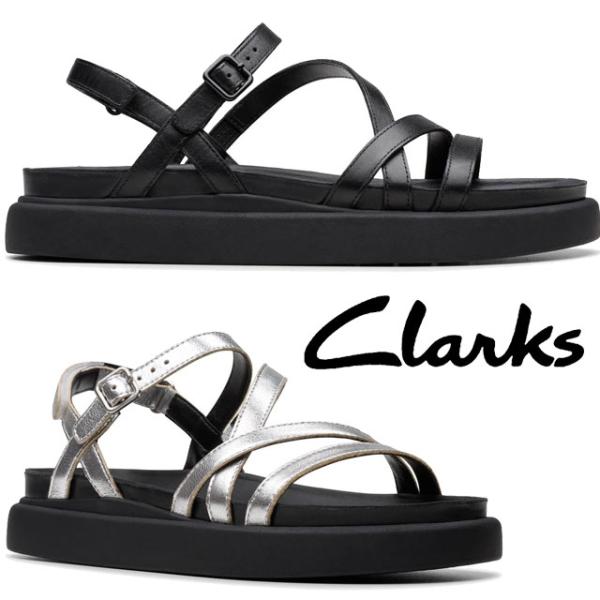 CLARKS ストラップ サンダル レザー 軽量 フラット コルク smw_t16-s3975-3976